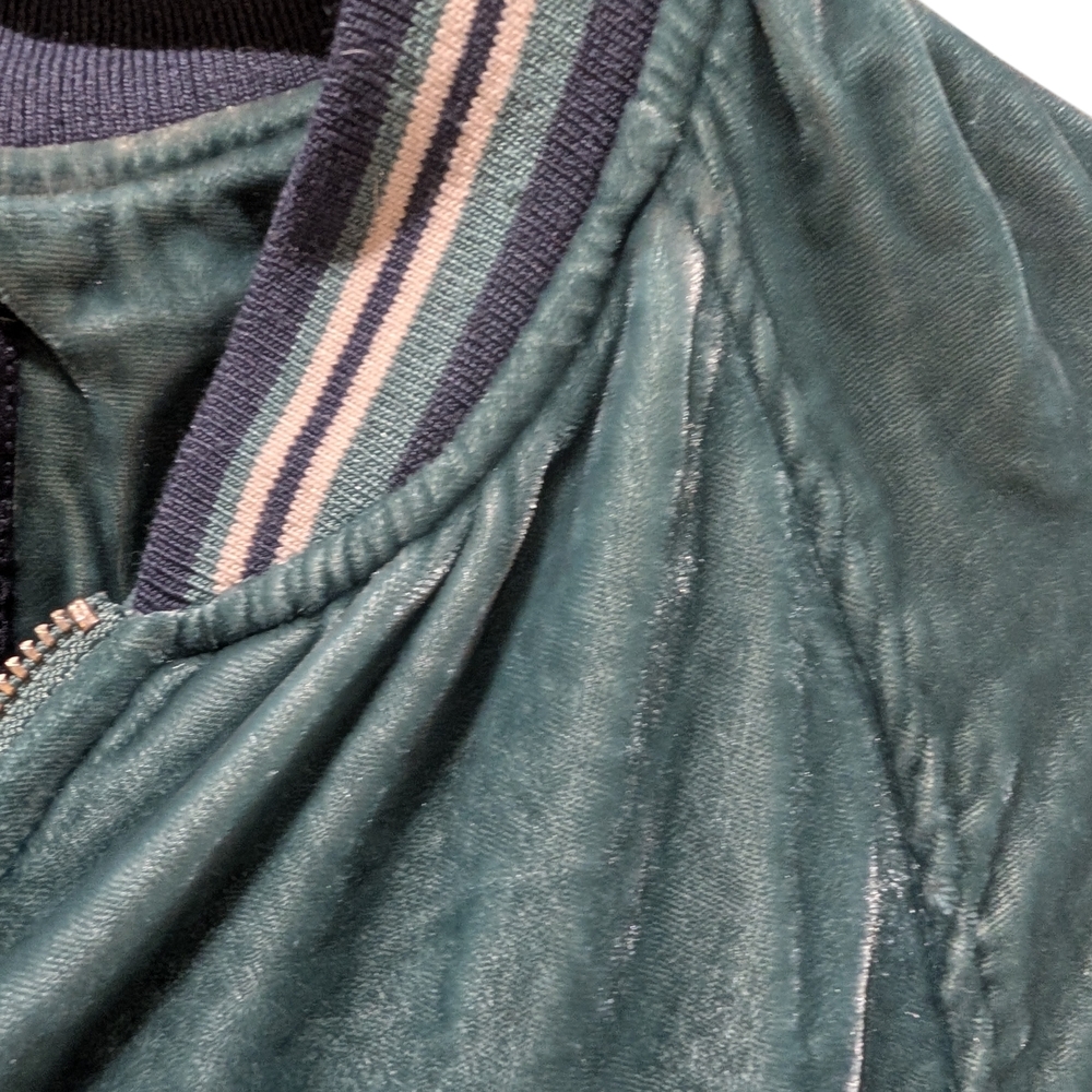 American Eagle Teal  Velvet Zip-Up Jacket - Picture 3 of 10